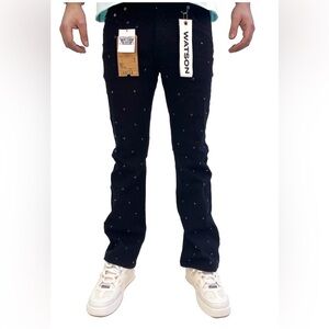 Watson BLACK EMBELLISHED RHINESTONE CRYSTAL DENIM 40
